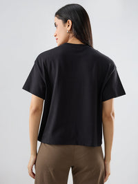 Women T-Shirt Graphic Black Oversized Fit