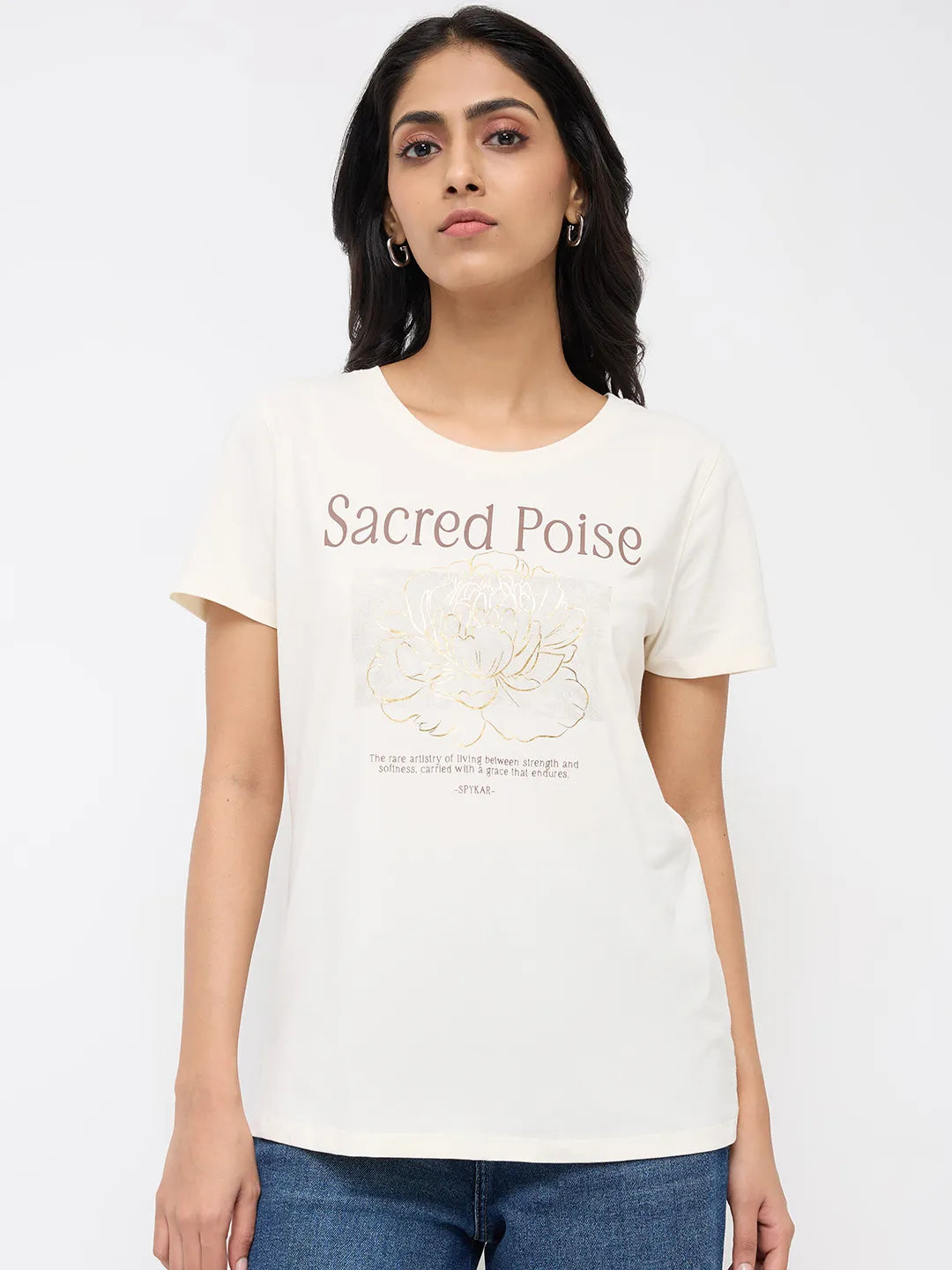 Women T-Shirt Graphic White Regular Fit