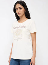 Women T-Shirt Graphic White Regular Fit