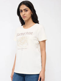 Women T-Shirt Graphic White Regular Fit