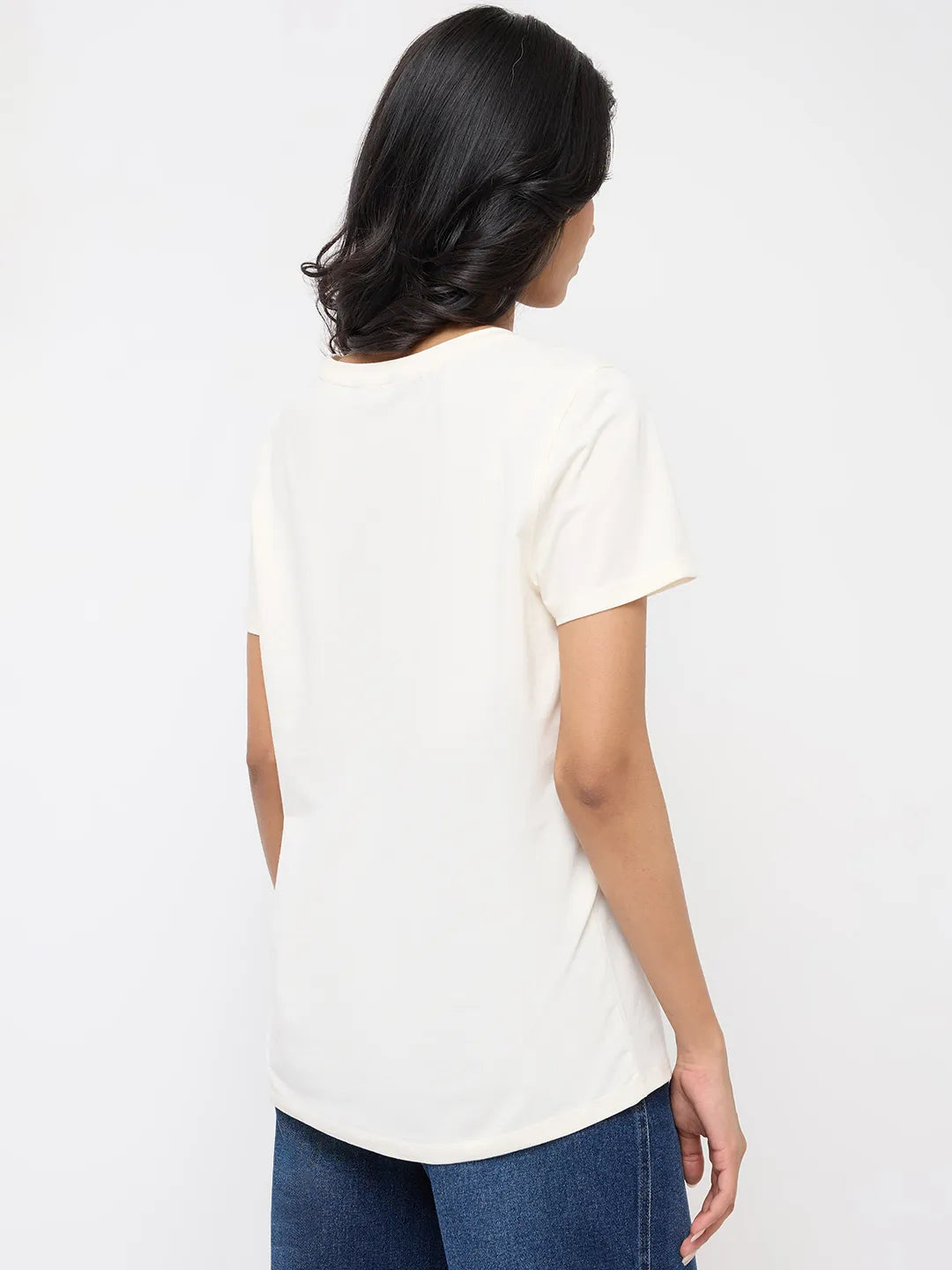 Women T-Shirt Graphic White Regular Fit
