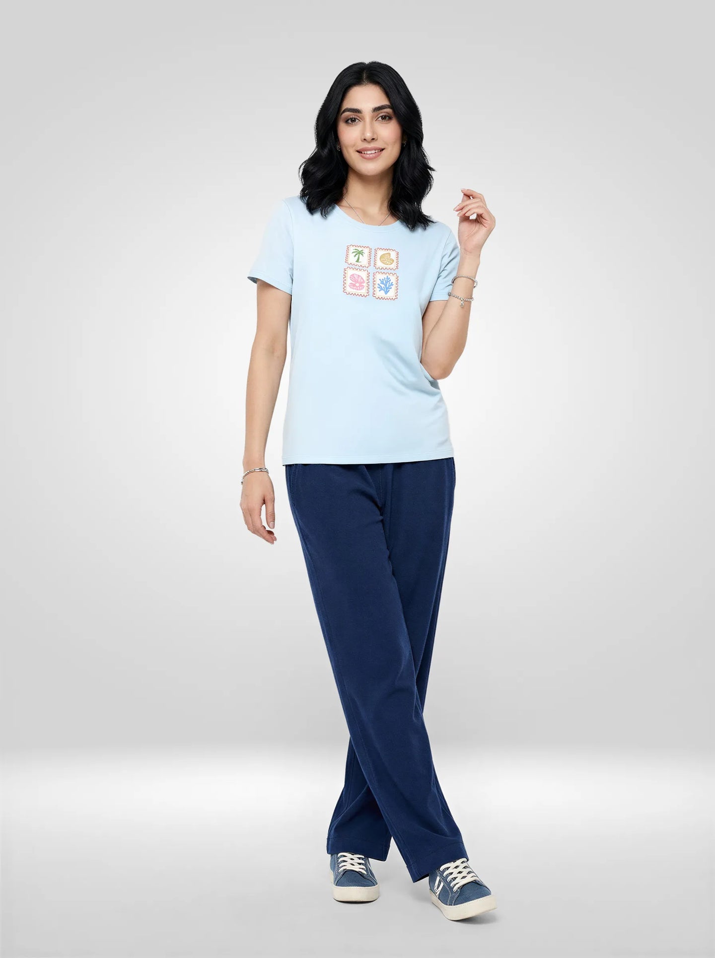 Women T-Shirt Graphic Green Regular Fit