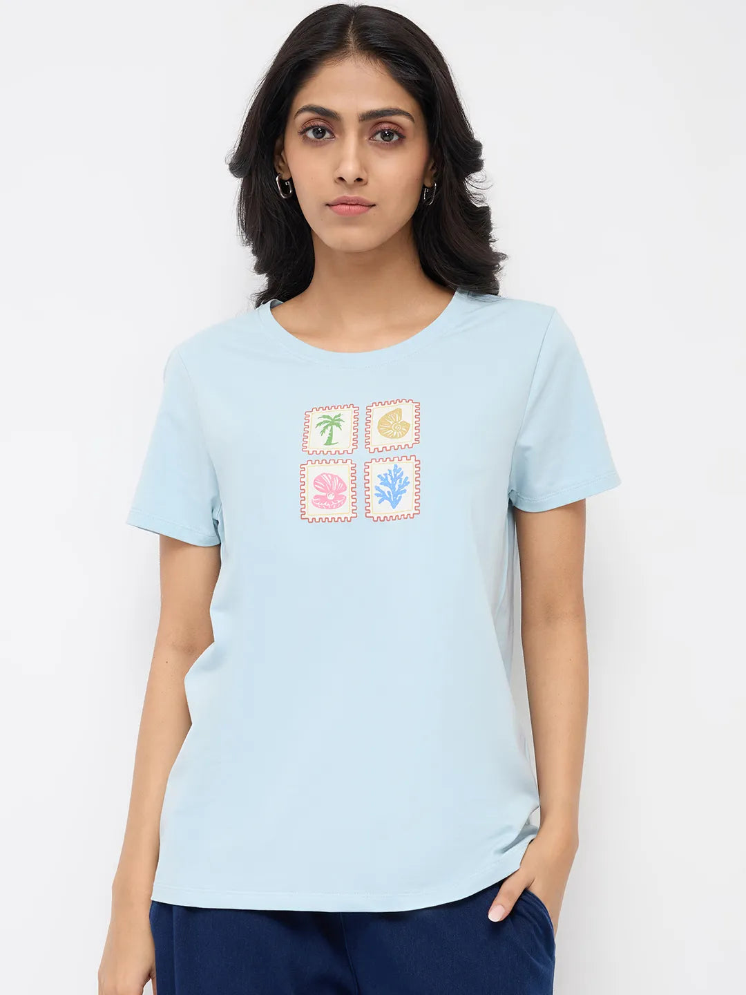 Women T-Shirt Graphic Green Regular Fit