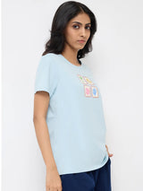 Women T-Shirt Graphic Green Regular Fit