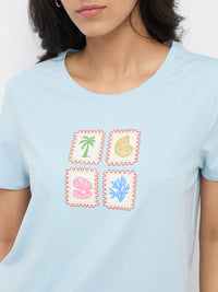 Women T-Shirt Graphic Green Regular Fit
