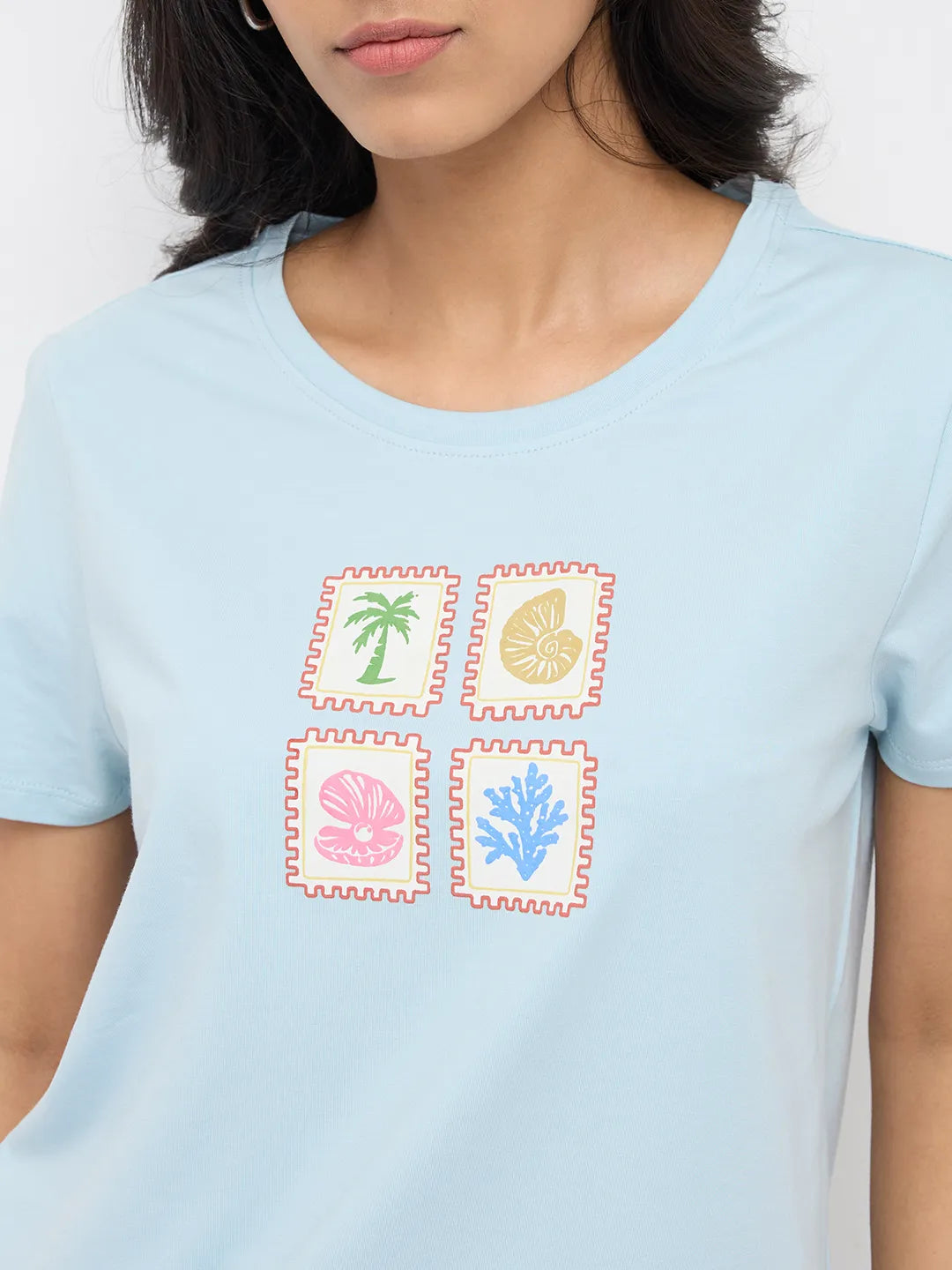 Women T-Shirt Graphic Green Regular Fit
