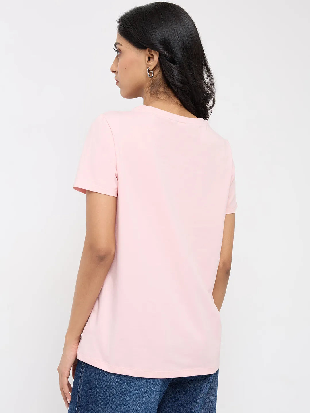 Women T-Shirt Graphic Pink Regular Fit