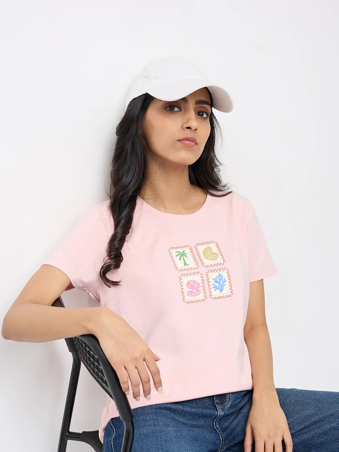 Women T-Shirt Graphic Pink Regular Fit