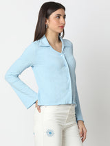 Women Shirt Blue Slim Fit