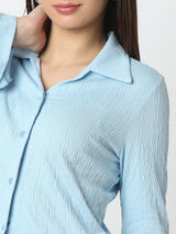 Women Shirt Blue Slim Fit