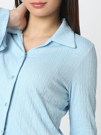 Women Shirt Blue Slim Fit