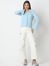 Women Shirt Blue Slim Fit