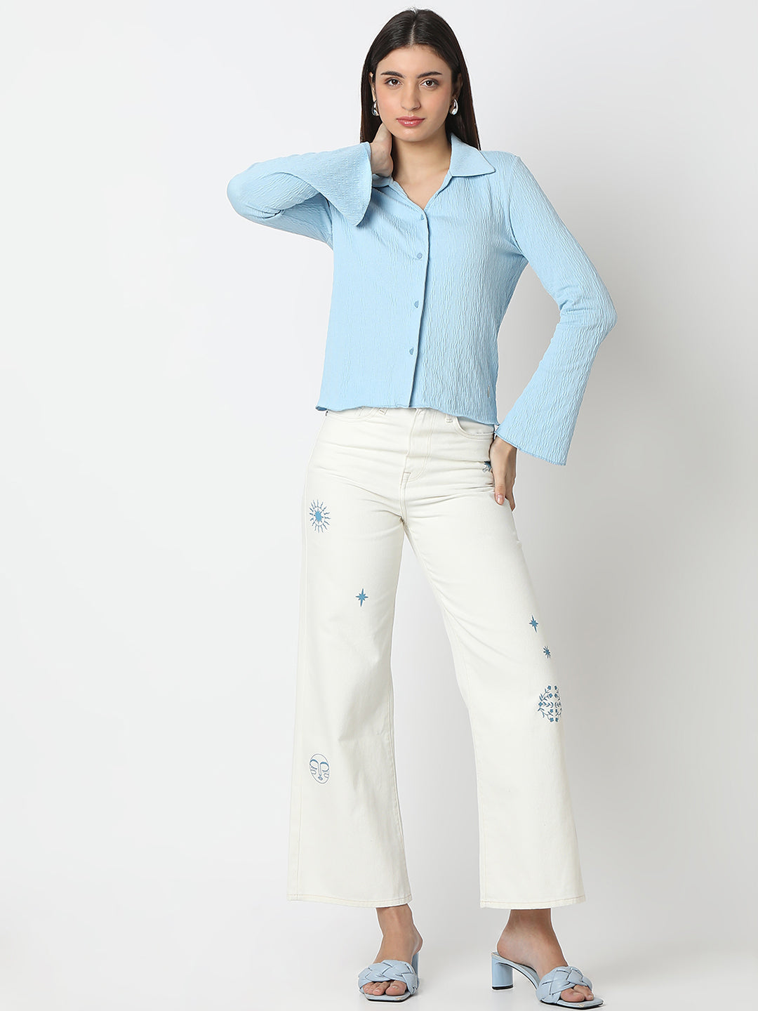 Women Shirt Blue Slim Fit