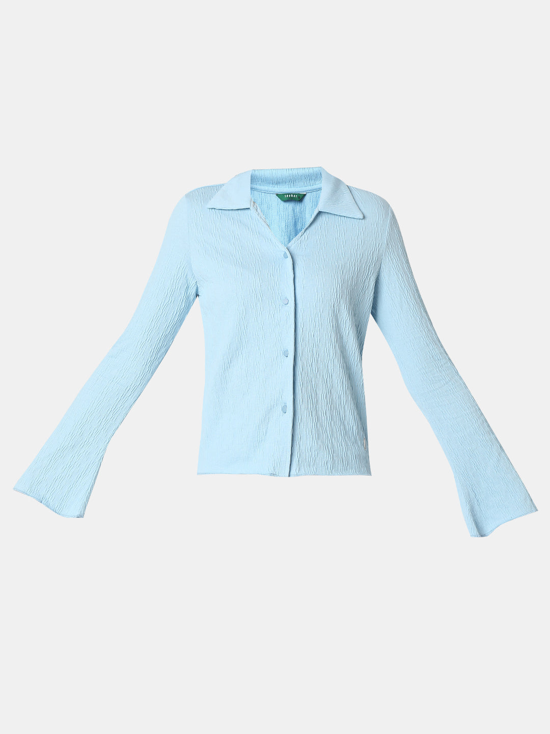 Spykar Glacial Blue Slim Fit Full Sleeves Shirt For Women