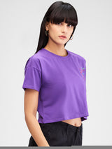 Women T-Shirt Purple Boxy Fit