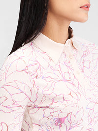 Women T-Shirt Print White Slim Fit