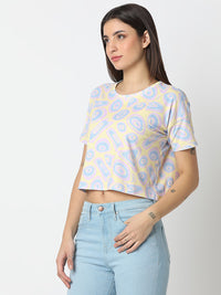 Women T-Shirt Yellow Boxy Fit