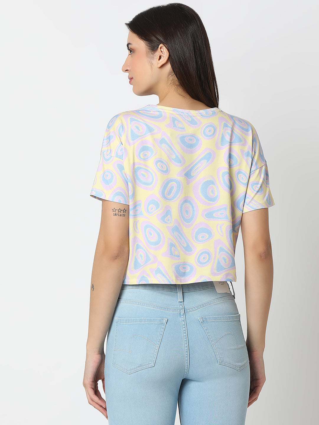 Women T-Shirt Yellow Boxy Fit