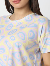 Women T-Shirt Yellow Boxy Fit
