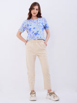 Women T-Shirt Blue Boxy Fit