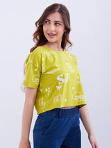 Women T-Shirt Yellow Boxy Fit