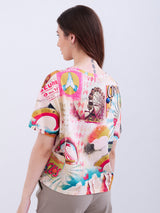 Women T-Shirt Red Oversize Fit