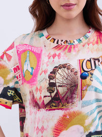 Women T-Shirt Red Oversize Fit