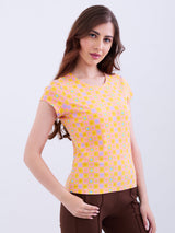 Women T-Shirt Yellow Slim Fit
