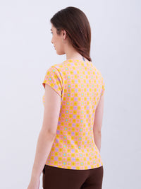Women T-Shirt Yellow Slim Fit
