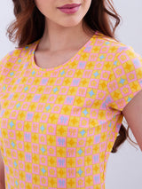 Women T-Shirt Yellow Slim Fit