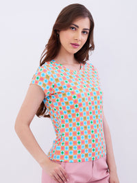 Women T-Shirt Blue Slim Fit