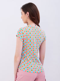 Women T-Shirt Blue Slim Fit