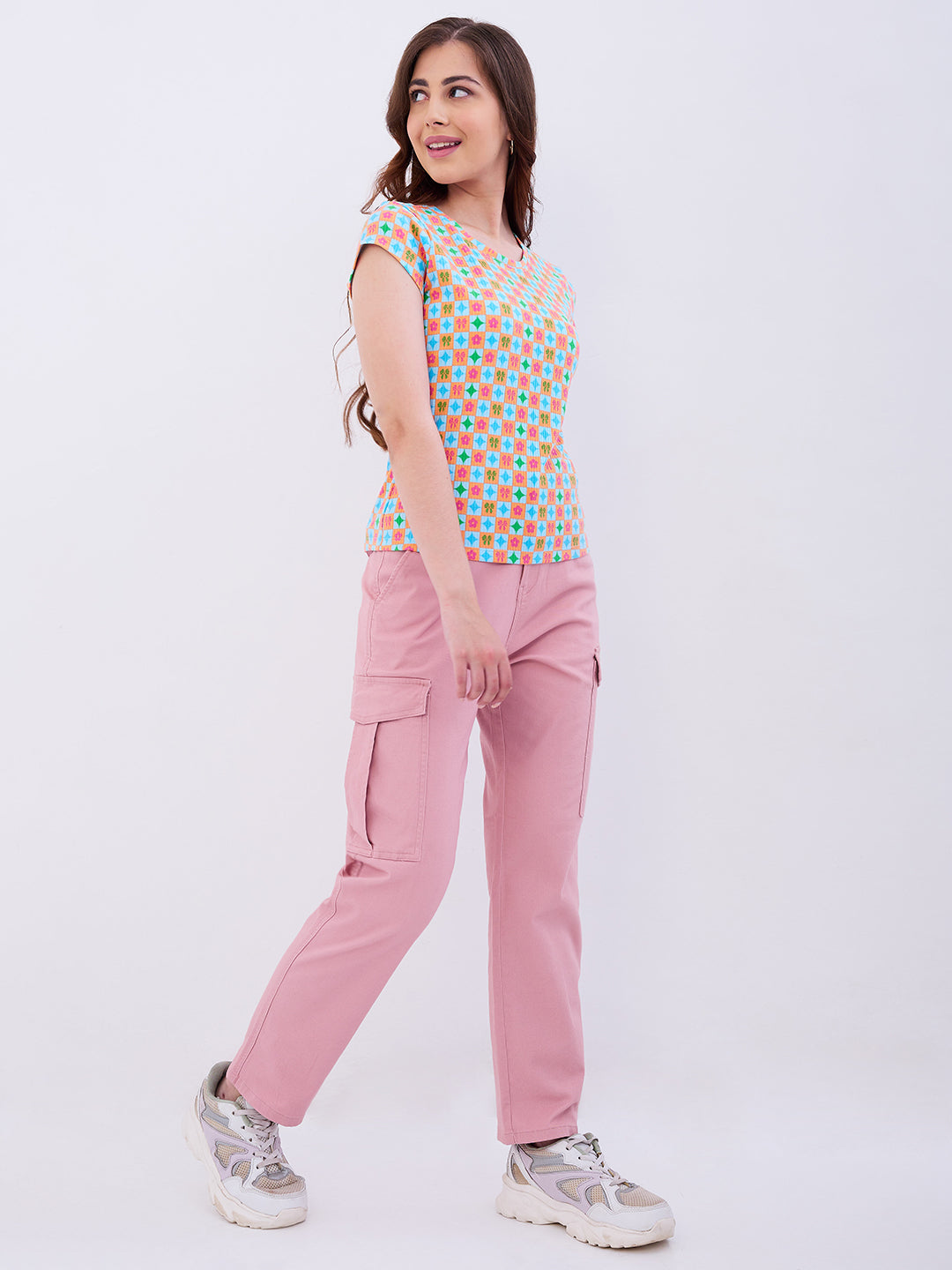 Spykar Tranquil Blue Slim Fit Casual T-Shirts For Women