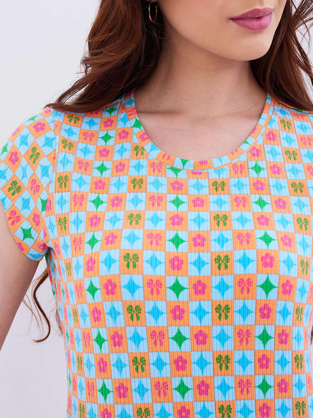 Women T-Shirt Blue Slim Fit