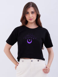 Women T-Shirt Black Boxy Fit