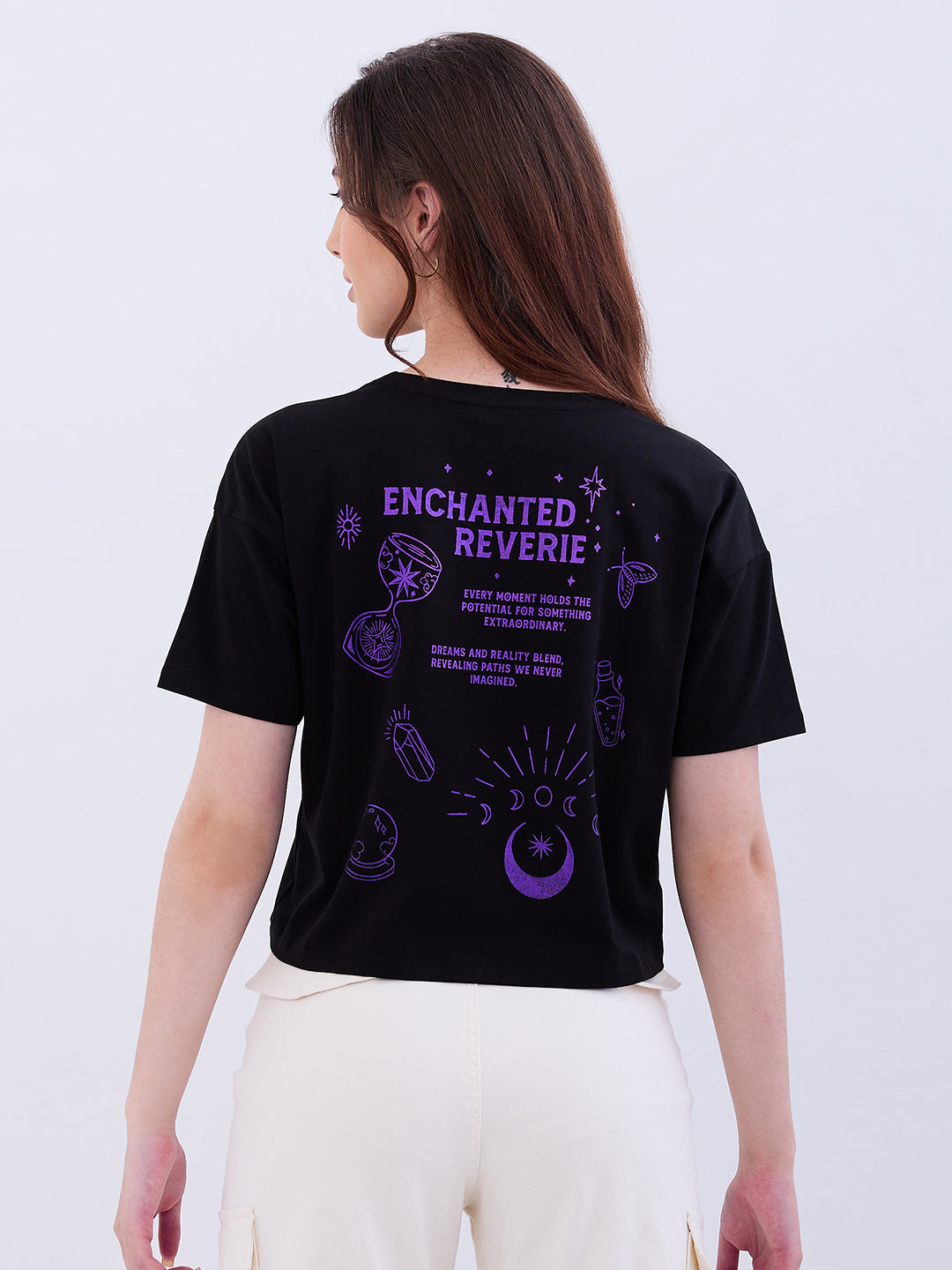 Women T-Shirt Black Boxy Fit