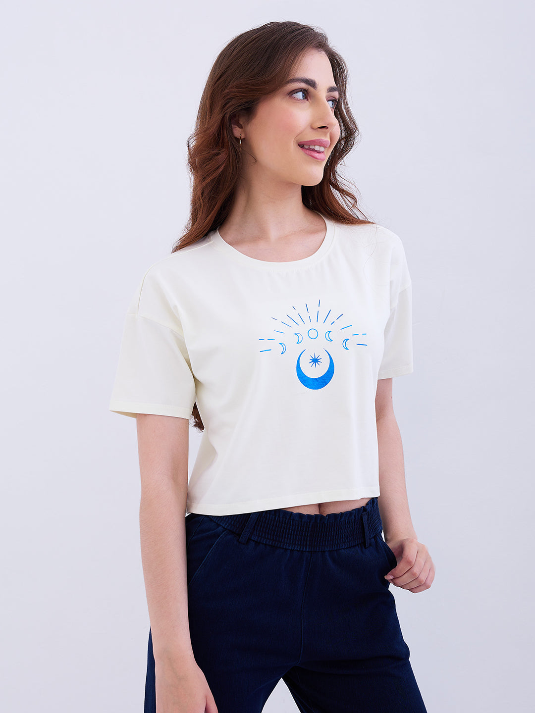 Women T-Shirt Off White Boxy Fit