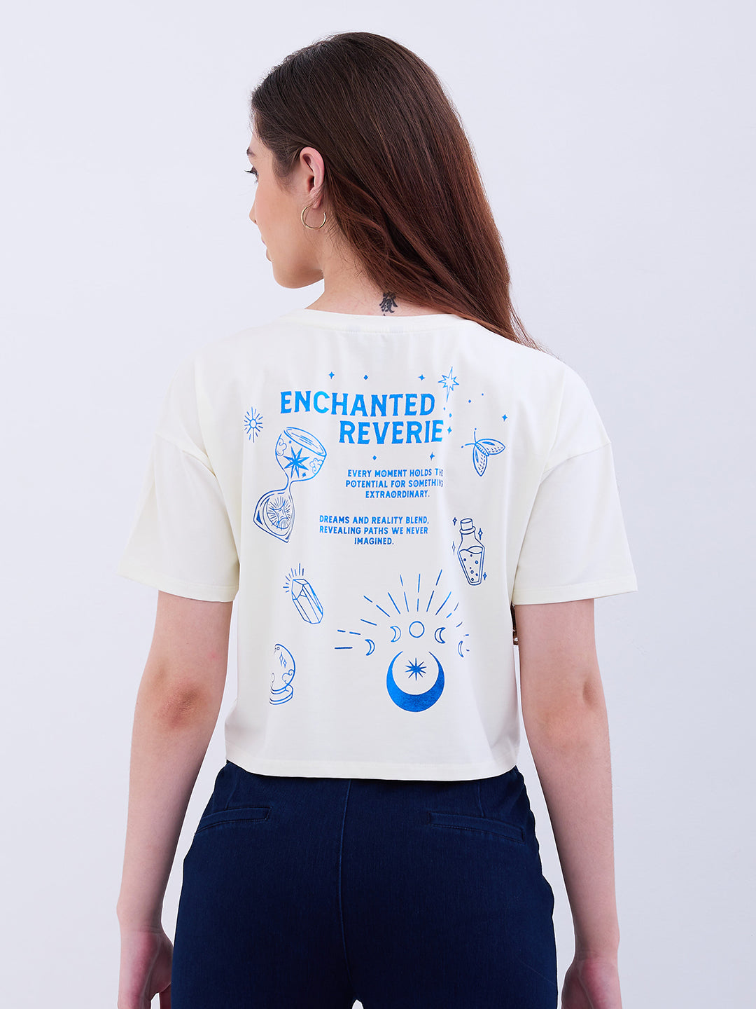 Spykar New Off White Boxy Fit Casual T-Shirts For Women