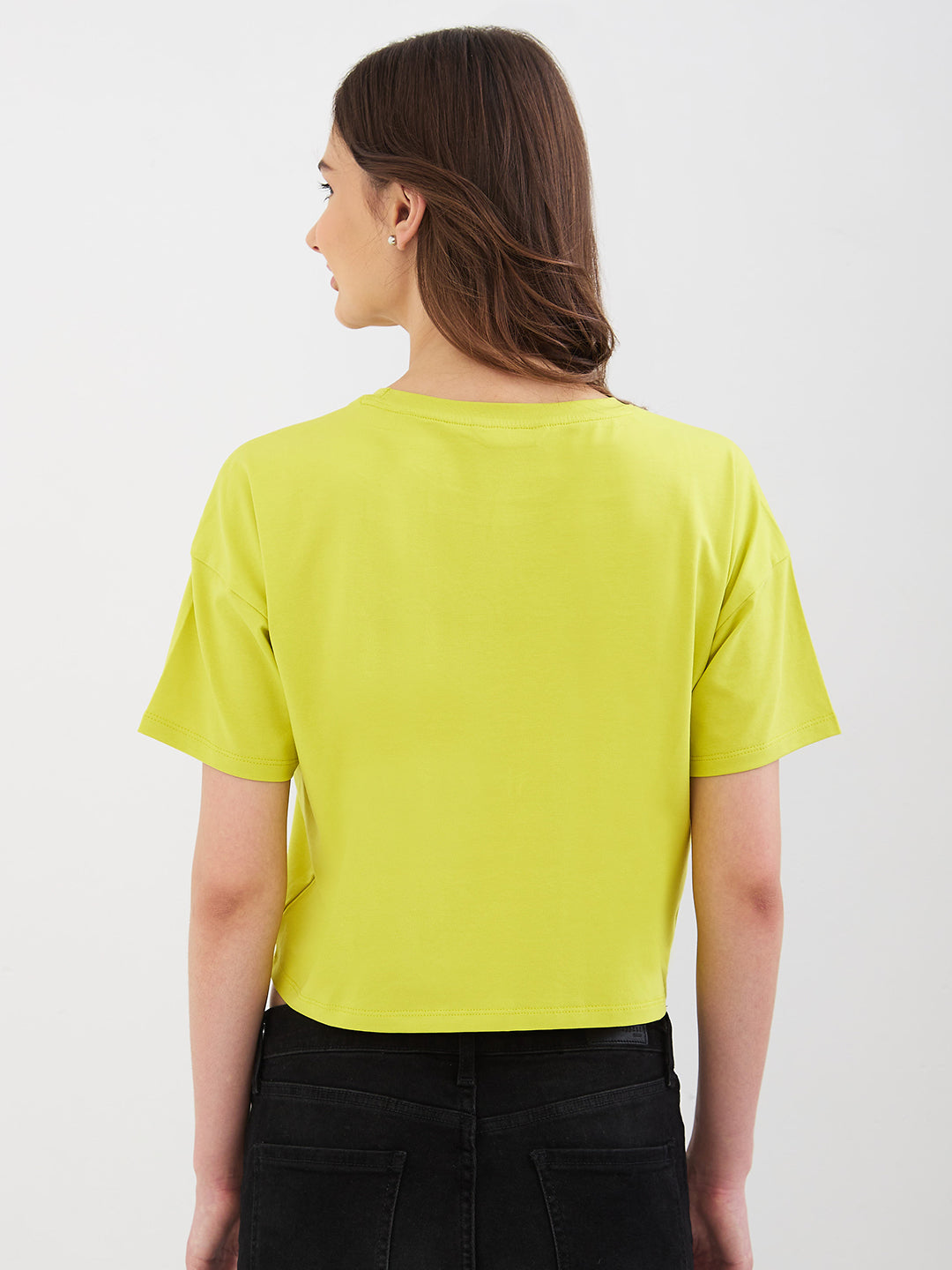 Spykar Bitter Lemon Boxy Fit Casual T-Shirts For Women