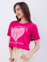 Women T-Shirt Pink Boxy Fit