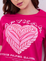 Women T-Shirt Pink Boxy Fit