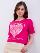 Women T-Shirt Pink Boxy Fit