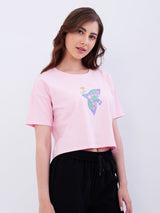 Women T-Shirt Pink Boxy Fit