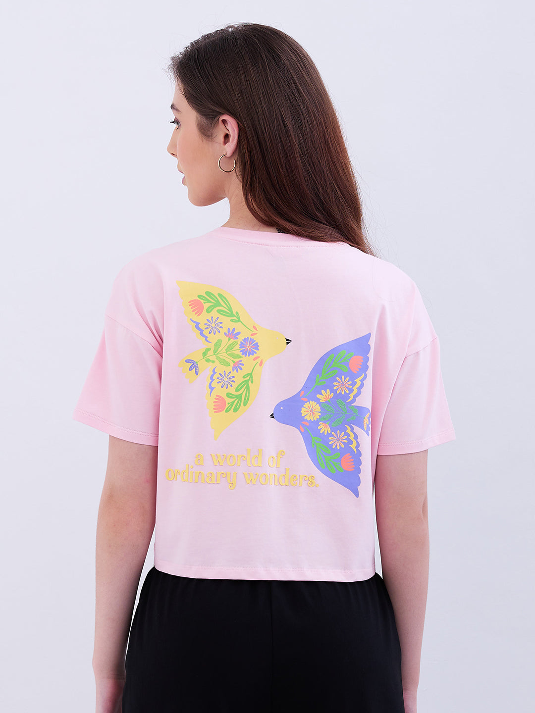Spykar Icy Pink Boxy Fit Casual T-Shirts For Women