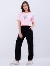 Women T-Shirt Pink Boxy Fit