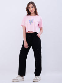 Women T-Shirt Pink Boxy Fit