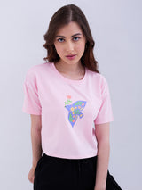 Women T-Shirt Pink Boxy Fit