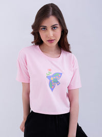 Women T-Shirt Pink Boxy Fit