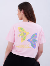 Women T-Shirt Pink Boxy Fit