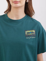 Women T-Shirt Green Boxy Fit